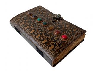 handmade embossed seven stone leather journal